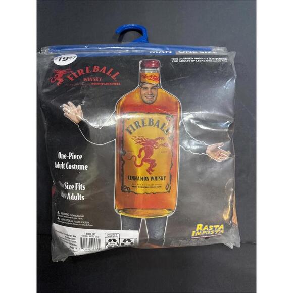 Fireball Whiskey Men’s Get Real Bottle Costume One Size Fits Most - Picture 1 of 7